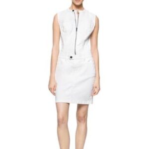 NEW Calvin Klein White Cream sleeveless Biker Moto Dress zip front dress S Small